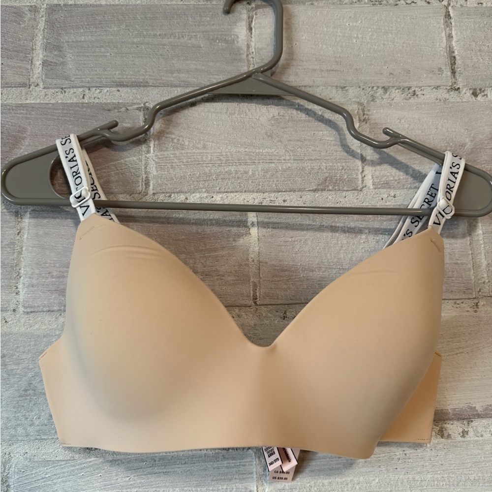 Victoria's Secret Beige Bra with Logo Straps